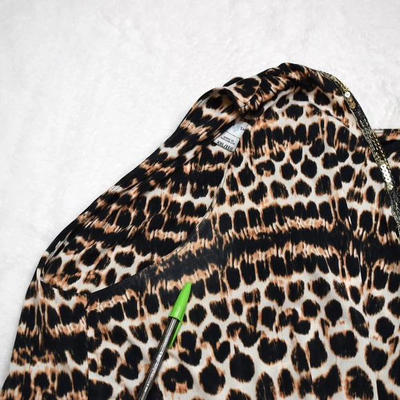 Jaclyn Smith Leopard Maxi Dress Sz XXL Plus Size Faux Wrap Animal Stretch Boho - Picture 15 of 16